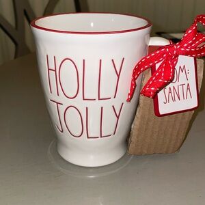 Rae Dunn Holly Jolly Mug with Ceramic Gift Tag
